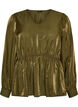 Glanzende viscose blouse met peplumeffect, Groen, Packshot image number 0