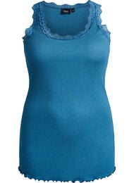 Top met kanten afwerking, Blauw