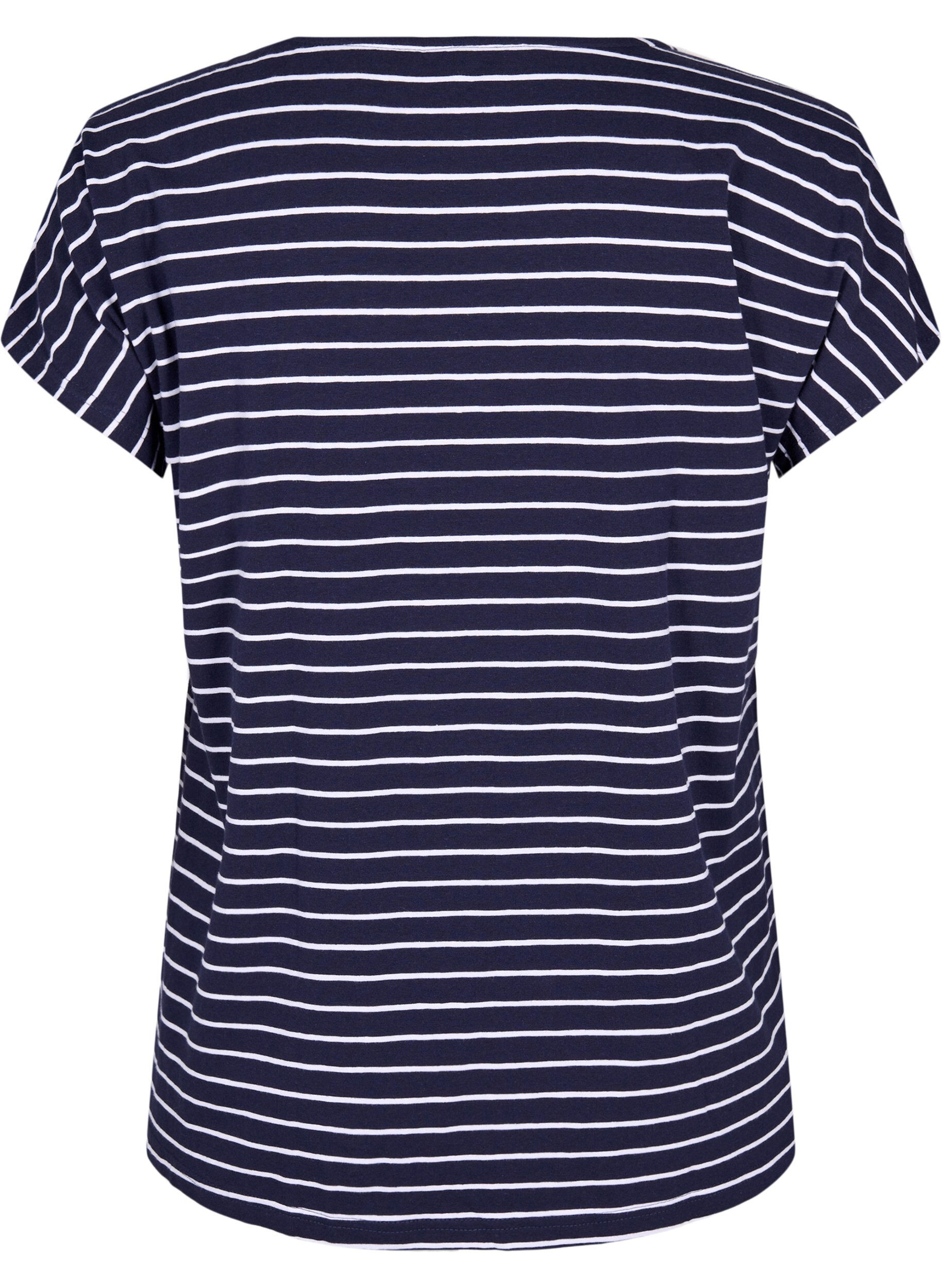Zizzi 	 Katoenen t-shirt met strepen, Night Sky W. Stripe, Packshot image number 1