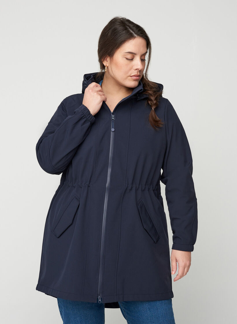Softshell jas met capuchon, Night Sky solid, Model image number 0