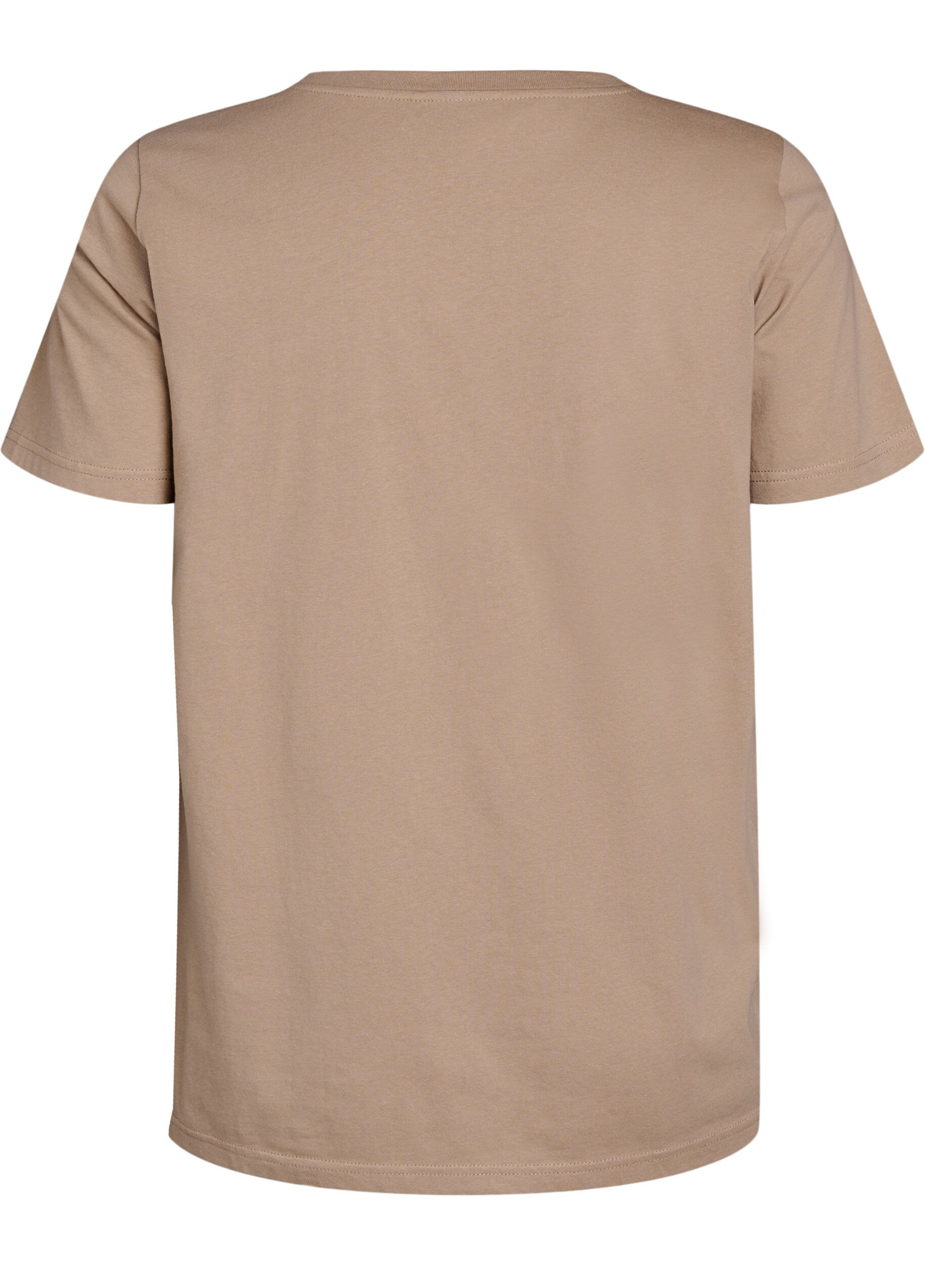 Zizzi T-shirt met printdetail, Beige, Packshot image number 1