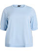 Fijngebreide blouse met korte mouwen, Blauw, Packshot image number 0