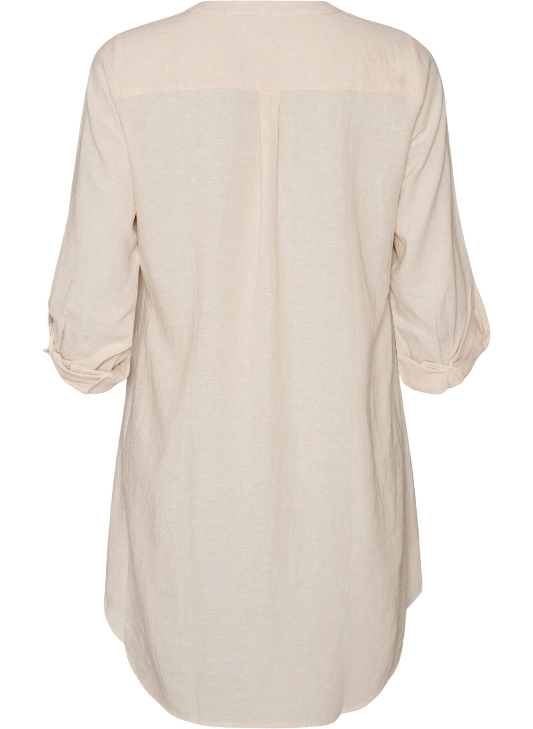 ZizziLang shirt in linnen en viscose, Beige, Packshot image number 1