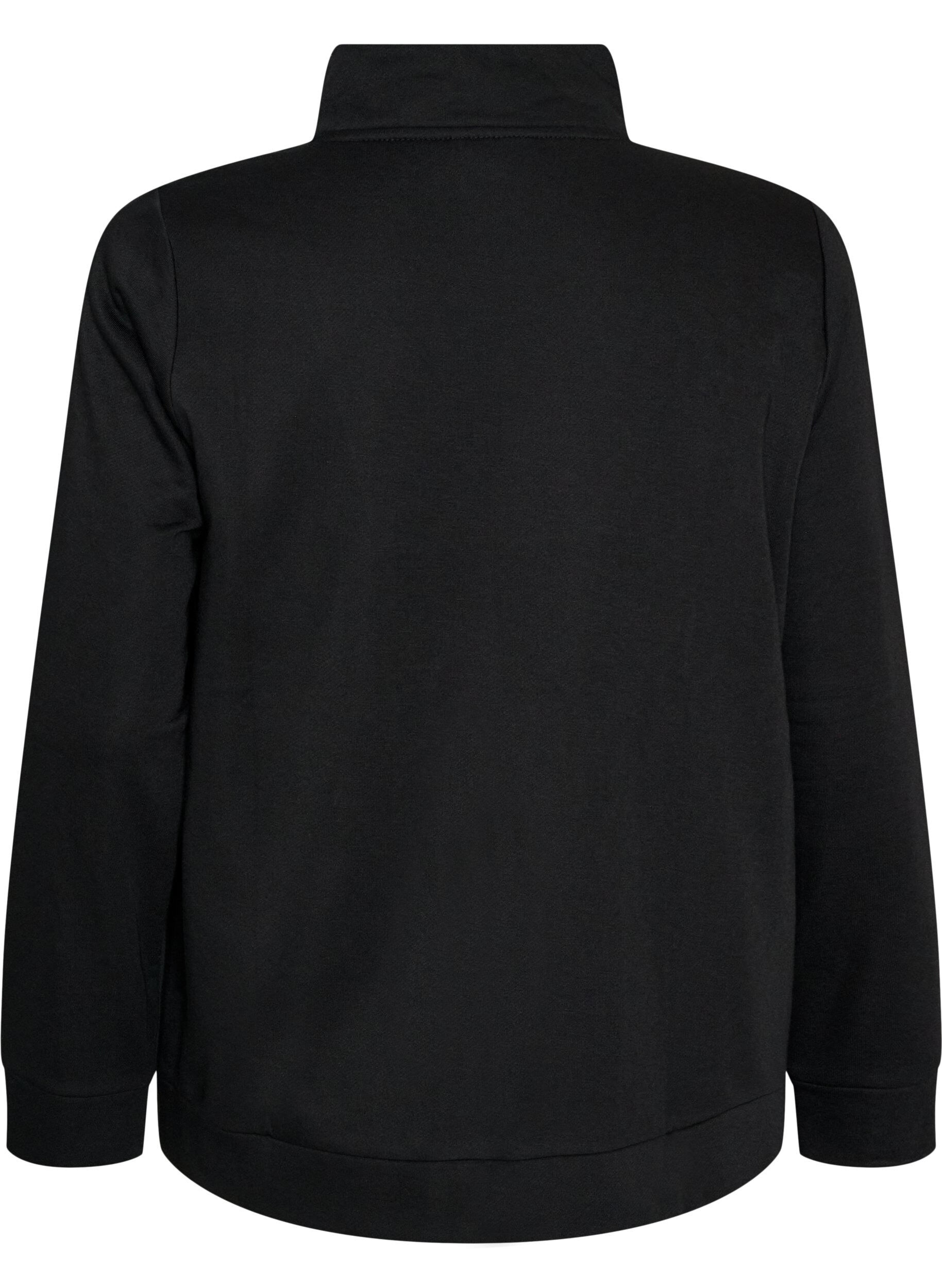 ZizziSweatshirt met hoge kraag en ritssluiting, Zwart, Packshot image number 1