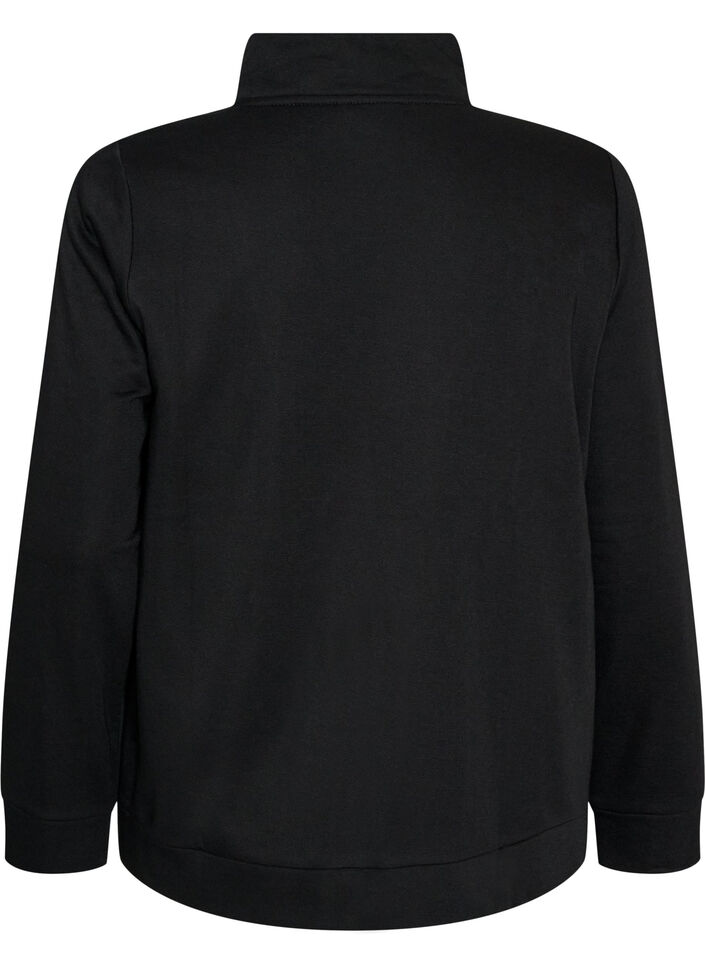 Sweatshirt met hoge kraag en ritssluiting, Zwart, Packshot image number 1
