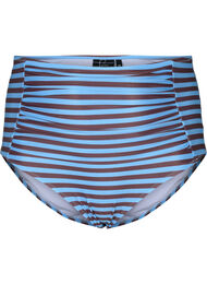 Bikinibroekje met hoge taille en strepen, BlueBrown Stripe AOP