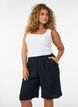 Los katoenen mousseline shorts met een hoge taille, Zwart, Model image number 0