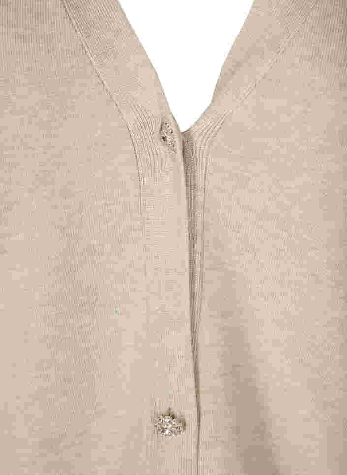 Gebreid vest met v-hals en knopen, Pumice Stone Mel., Packshot image number 2