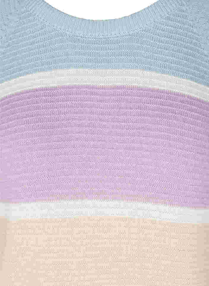 Gebreide top met lange mouwen en colorblock, Chambray Blue Comb, Packshot image number 2