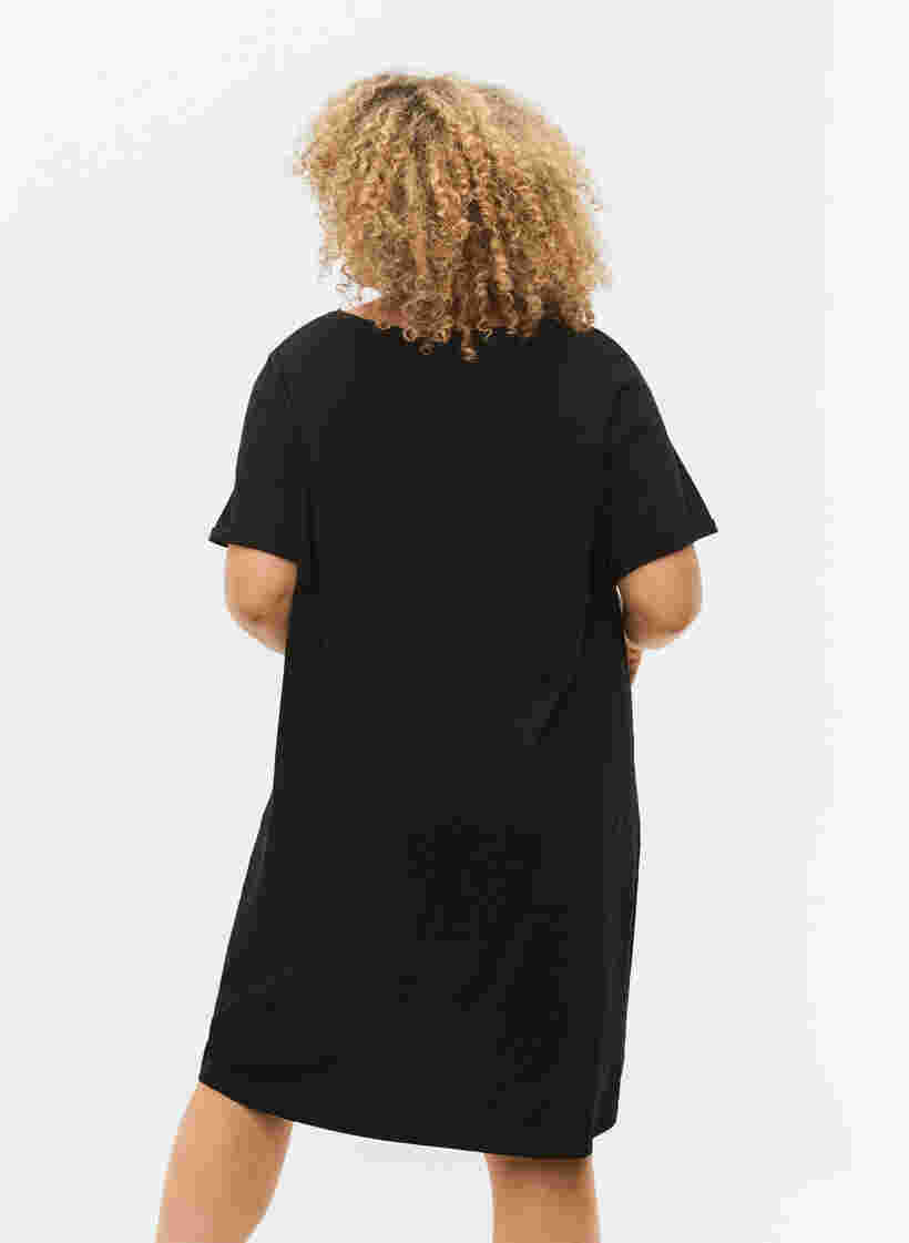 Katoenen nachthemd met print, Black w. Keep, Model image number 1