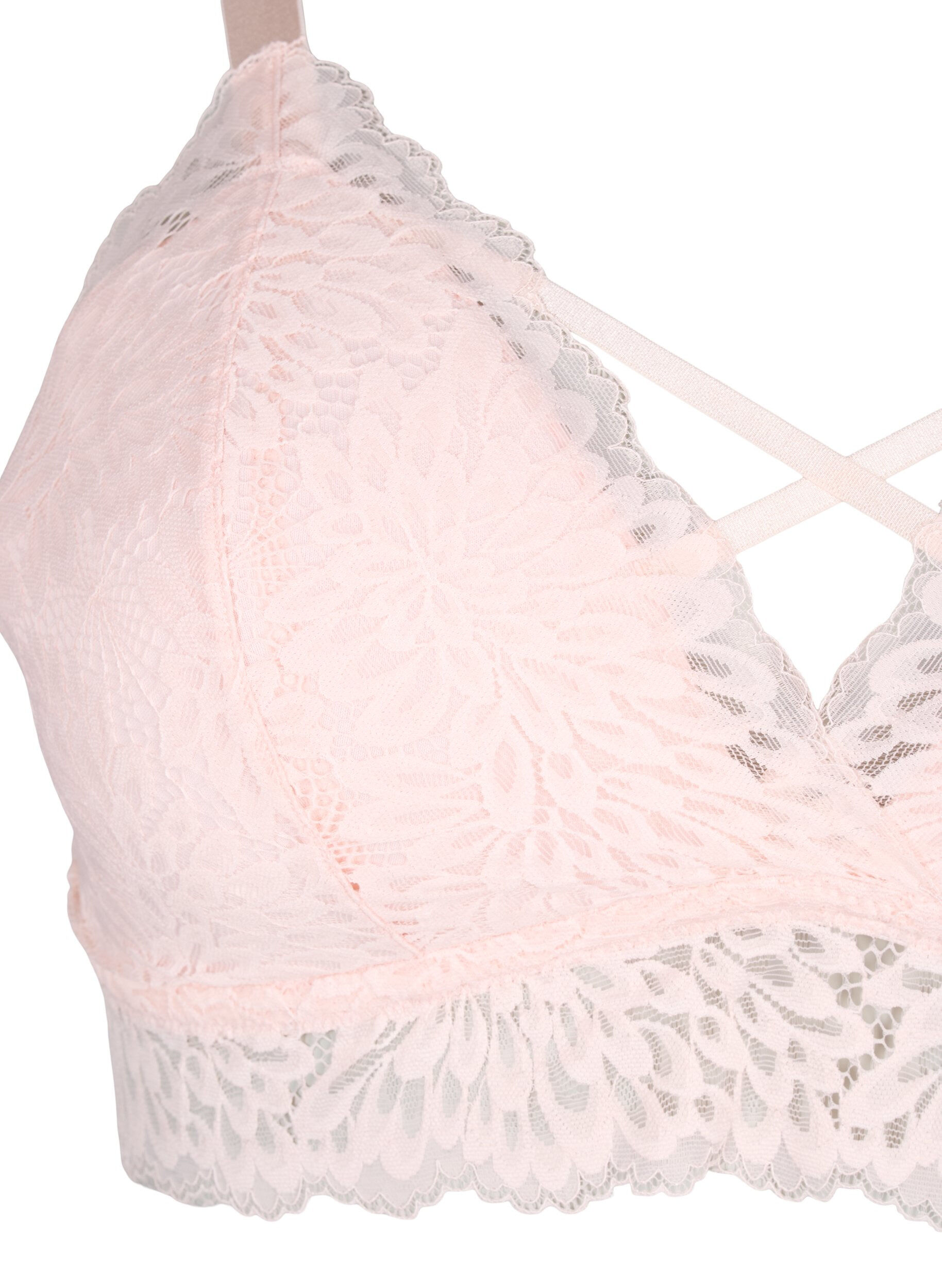 Zizzi Bralette met koorddetail en zachte vulling, Peach Blush, Packshot image number 2