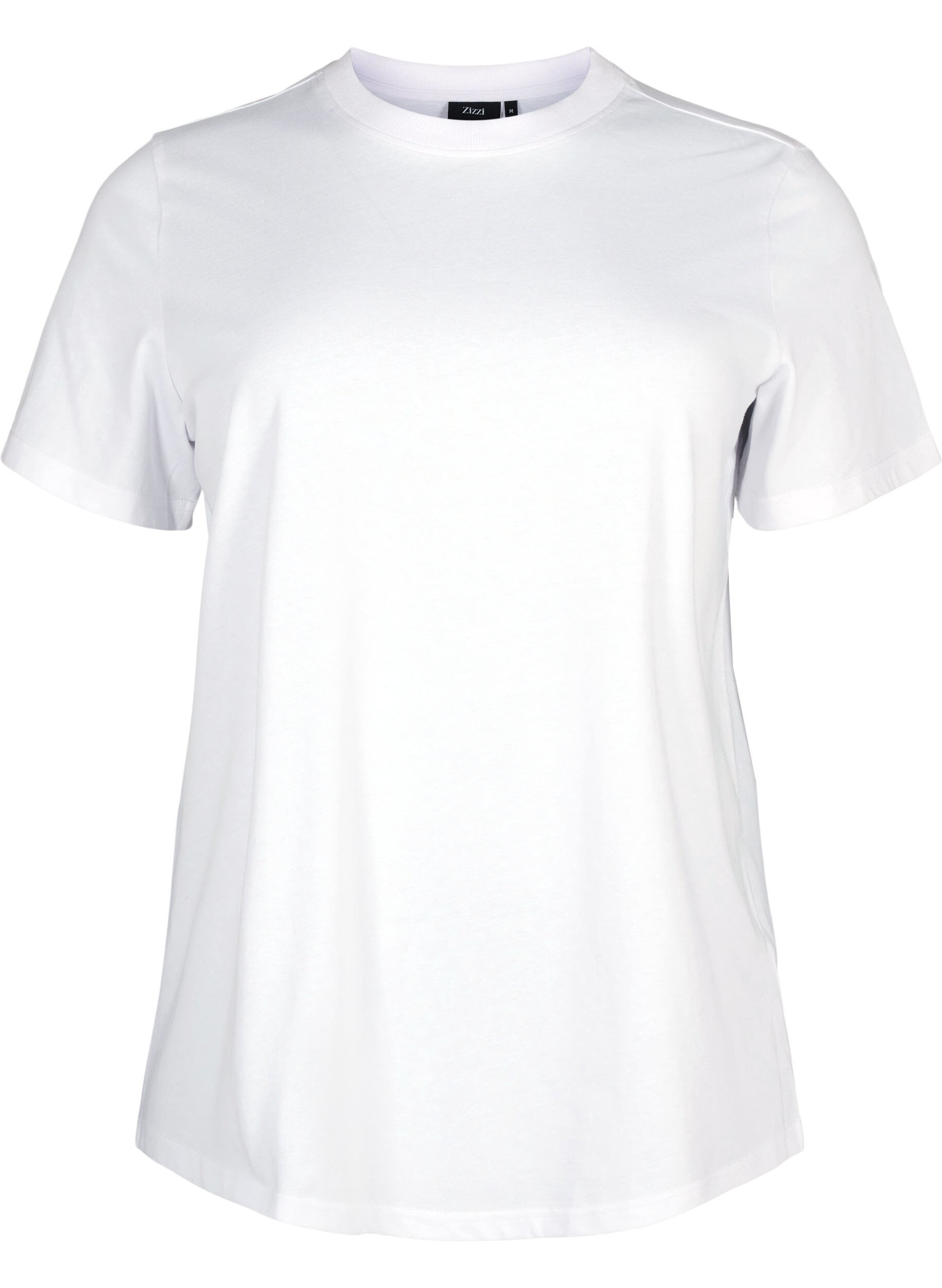 Zizzi Basic katoenen T-shirt met ronde hals, Wit, Packshot image number 0