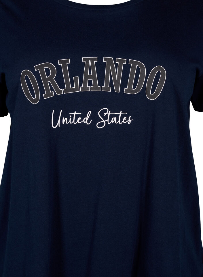 Katoenen T-shirt met tekst, Navy B. Orlando, Packshot image number 2