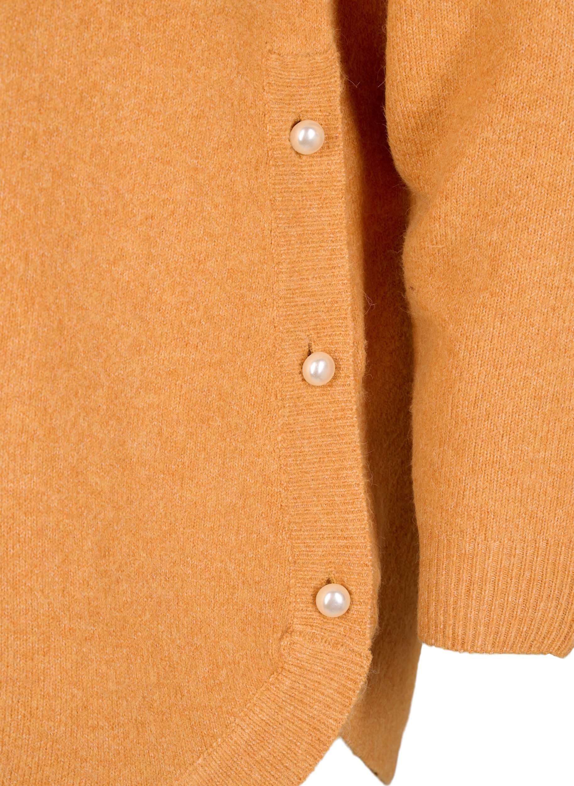 Zizzi Gebreide blouse met kralen, Yam White Mel., Packshot image number 3