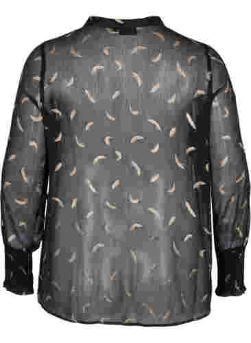 Transparant hemd met lurexmotief, Black, Packshot image number 1