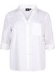 Shirtblouse met knoopsluiting van katoen-linnenmix, Bright White, Packshot image number 0