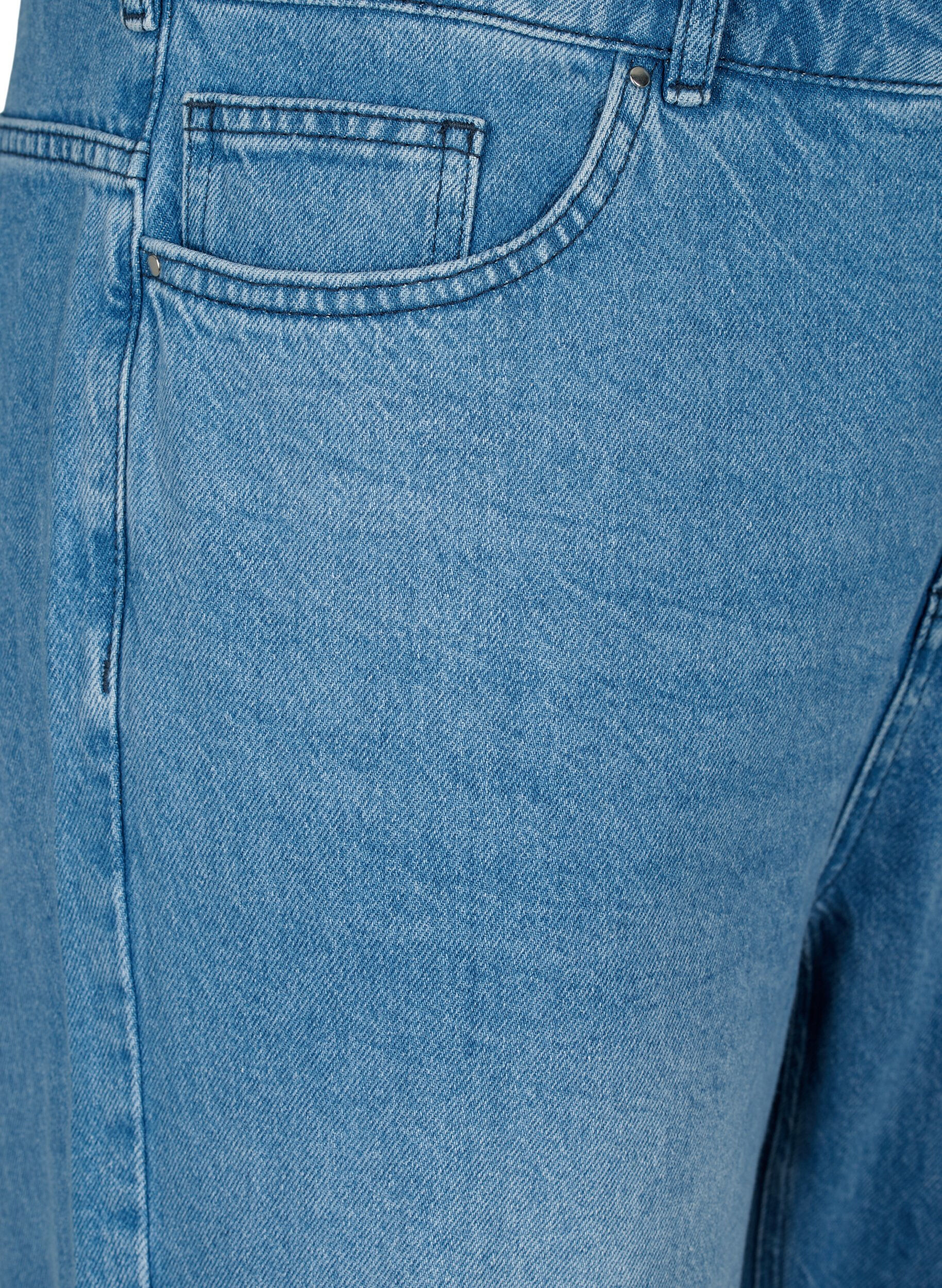 Zizzi Jeans met rechte pijp en rafels, Medium Blue, Packshot image number 2