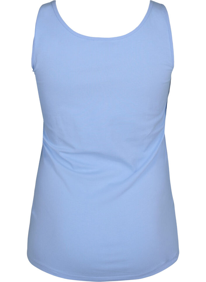 Effen gekleurd basic top in katoen, Blauw, Packshot image number 1