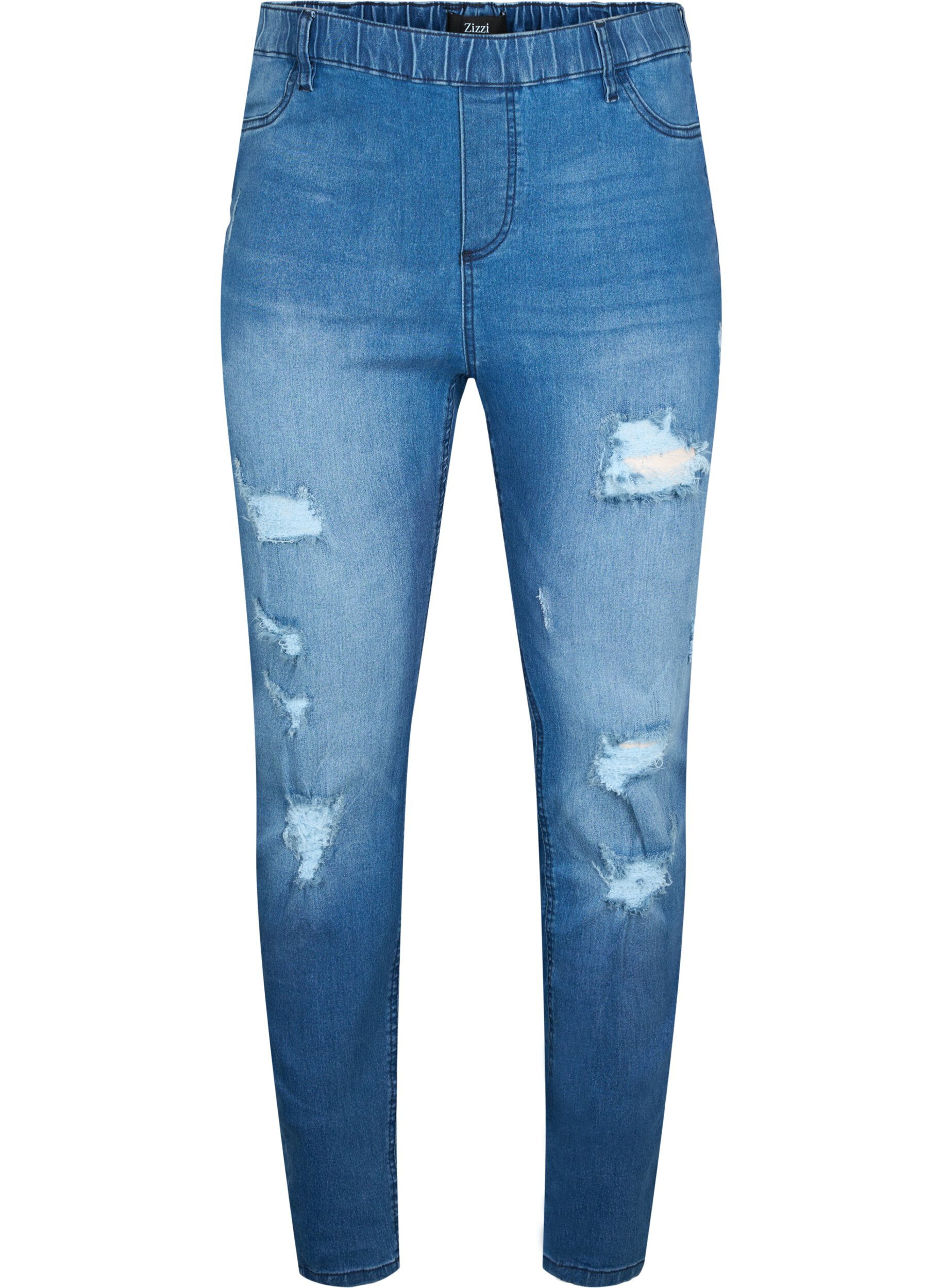 Zizzi Jeggings met rip, Dark blue, Packshot image number 0