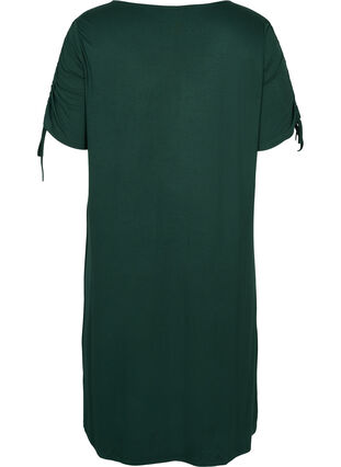 Viscose jurk met korte mouwen en koordjes, Scarab, Packshot image number 1