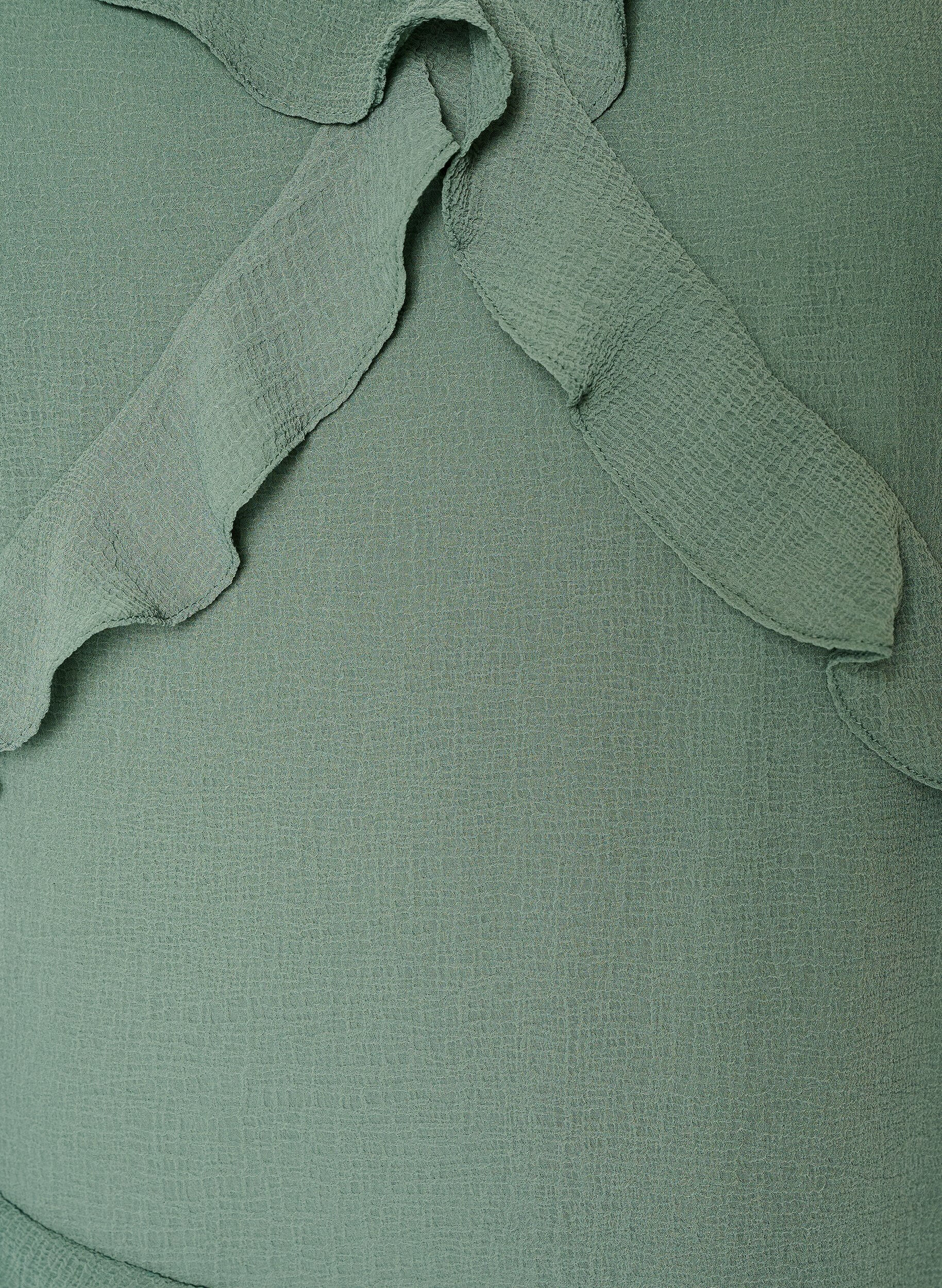 ZizziChiffon jurk met asymmetrische ruches, Groen, Packshot image number 2