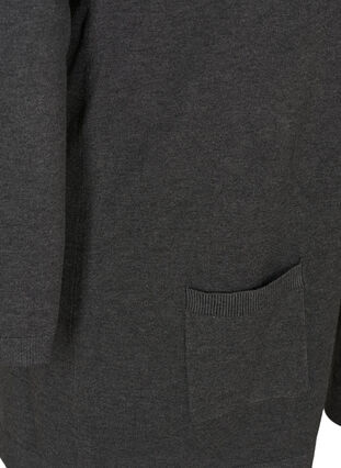 Lang gebreid vest in viscosemix, Dark Grey Melange, Packshot image number 3