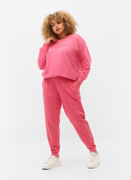 Sweatbroek met print en zakken, Hot Pink AOP, Model