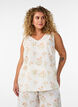 Top met print en V-hals, Wit, Model image number 0