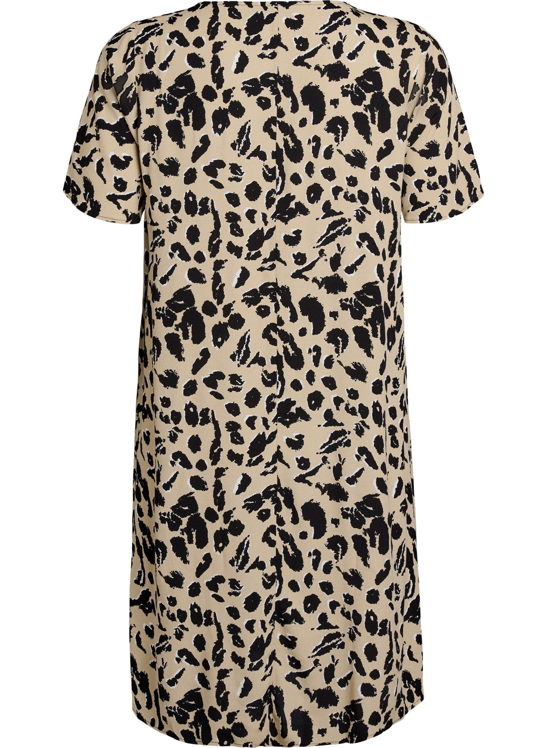 Zizzi A-lijn jurk van viscose, Beige, Packshot image number 1