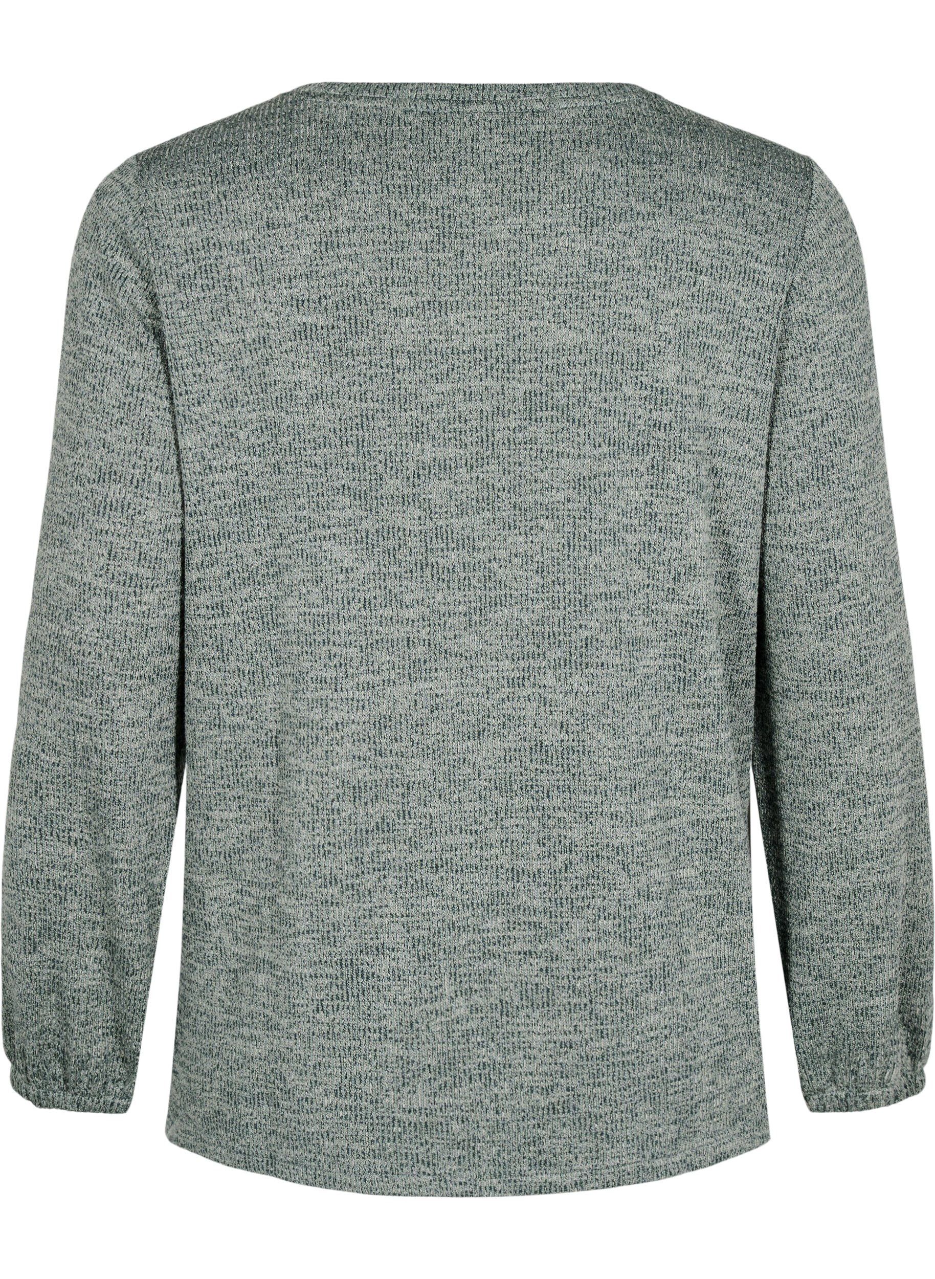 Zizzi FLASH - Jersey blouse met lange mouwen, Groen, Packshot image number 1