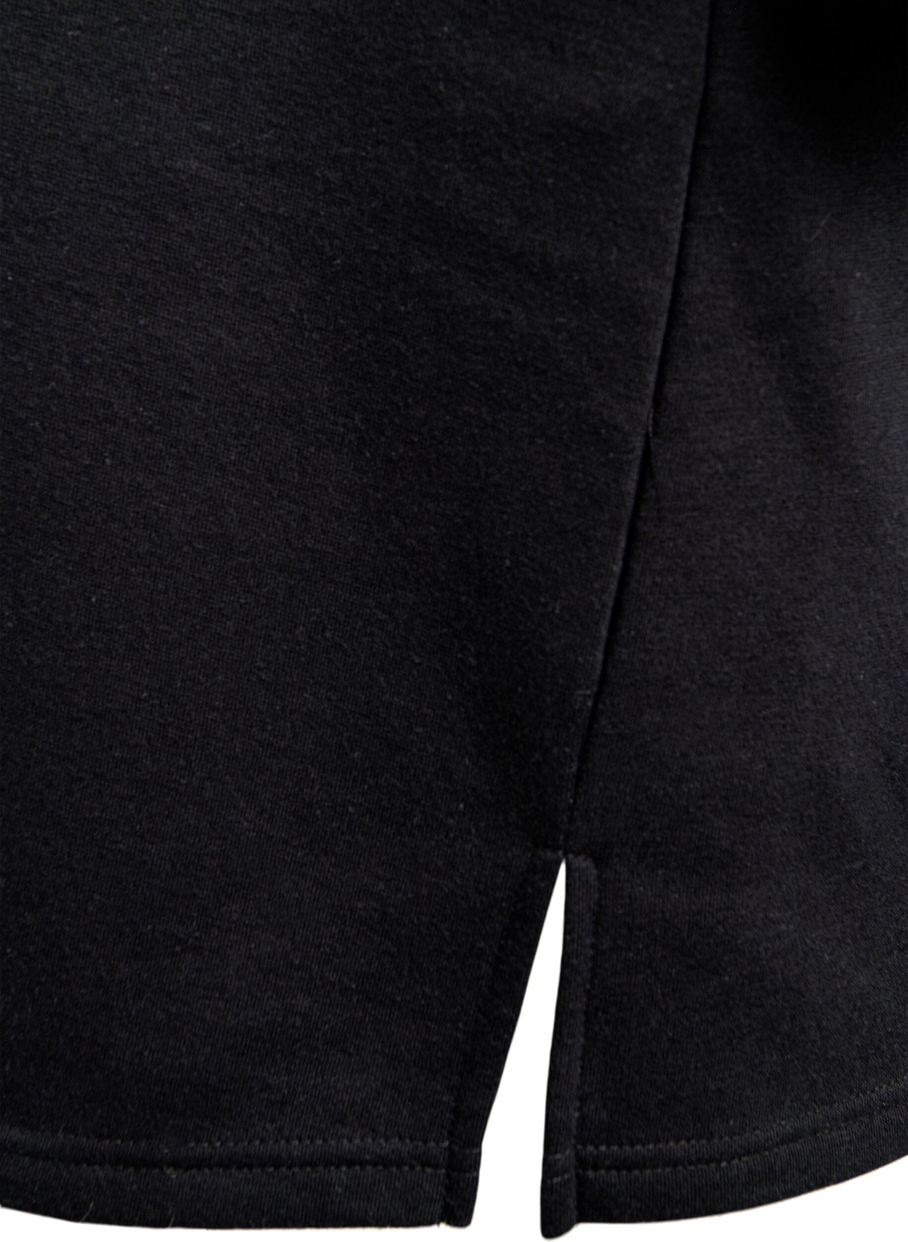 Zizzi Sweatjurk op knielengte met franjes, Zwart, Packshot image number 3