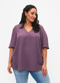 Korte mouw blouse met een A-vorm, Vintage Violet, Model