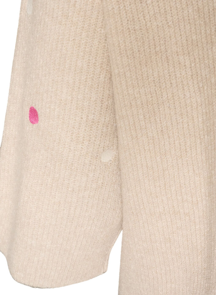 Gebreide blouse met kleine geborduurde motieven, Beige, Packshot image number 3