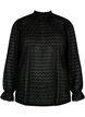 Blouse met lange mouwen en gedessineerde textuur, Black, Packshot image number 0