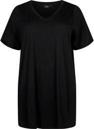 Effen kleur oversized v-hals t-shirt, Black