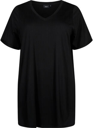 Effen kleur oversized v-hals t-shirt, Black, Packshot image number 0