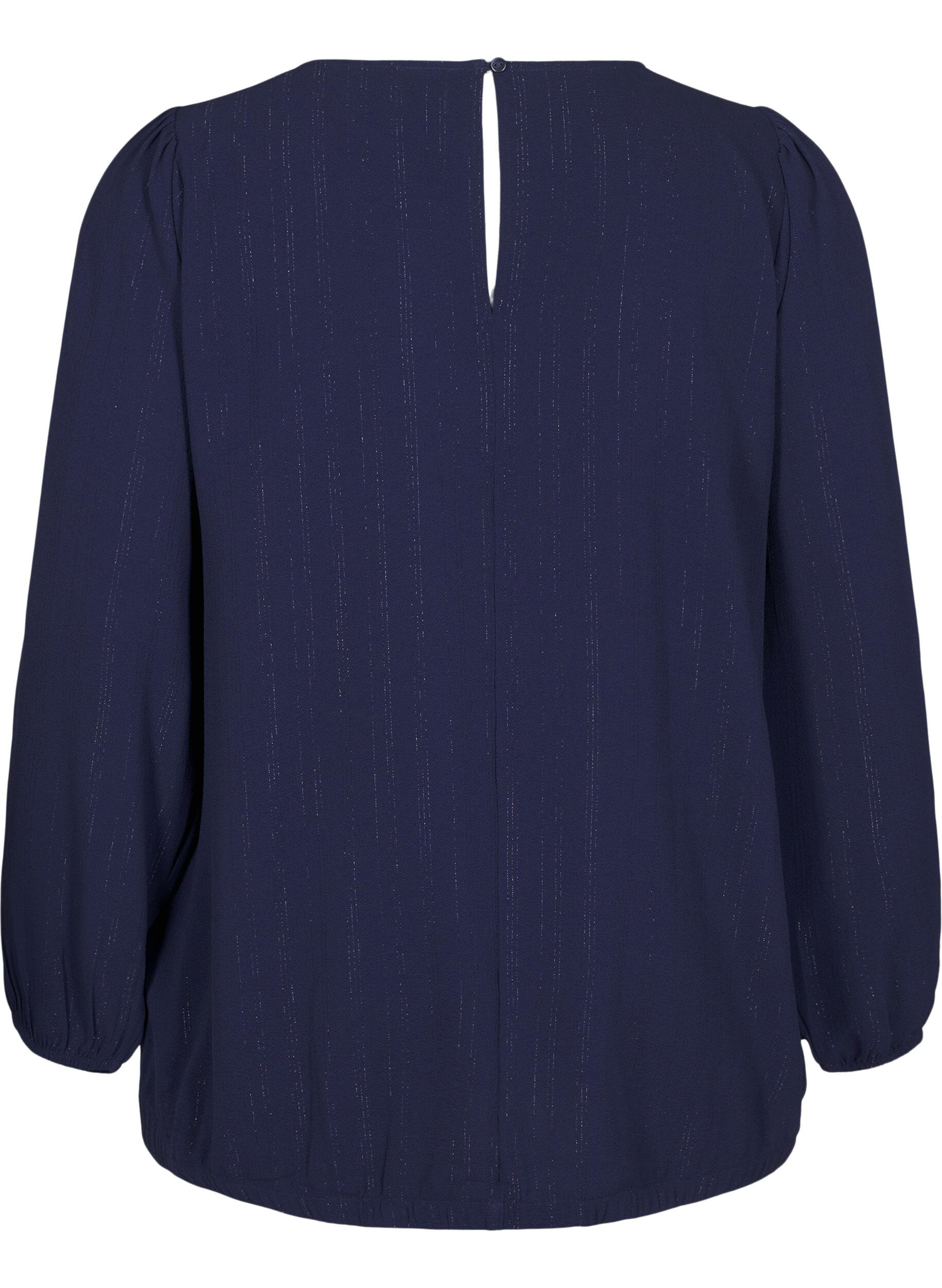 Zizzi Blouse met zilveren glitter, Blauw, Packshot image number 1