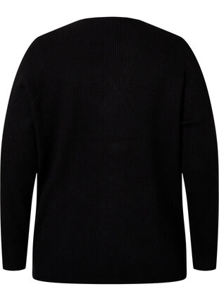 Gebreide blouse met overslag, Black, Packshot image number 1