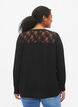 Blouse met lange mouwen en kanten detail , Black, Model image number 1