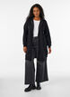 Lange hoodie met ritssluiting en zakken, Zwart, Model image number 1
