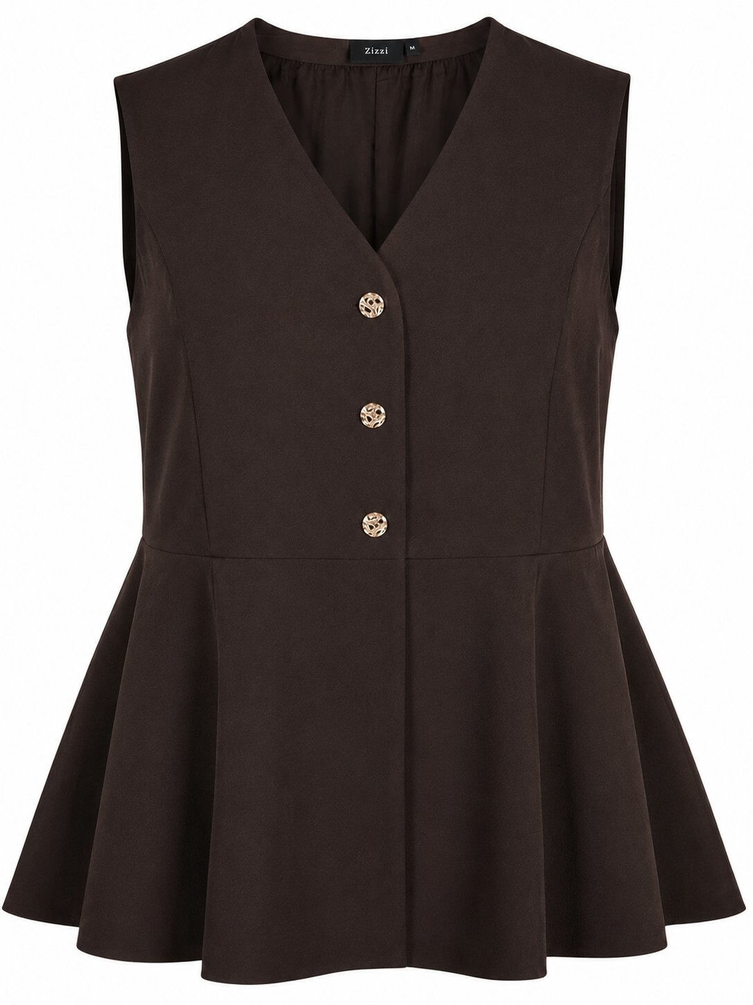 ZizziGilet met krijtstreep en peplum, Bruin, Packshot image number 0