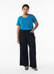 Basic effen katoenen t-shirt, Blauw, Model image number 1