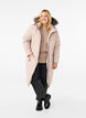 Lange winterjas met haaksluitingen en een nep bontkraag, Beige, Model image number 1