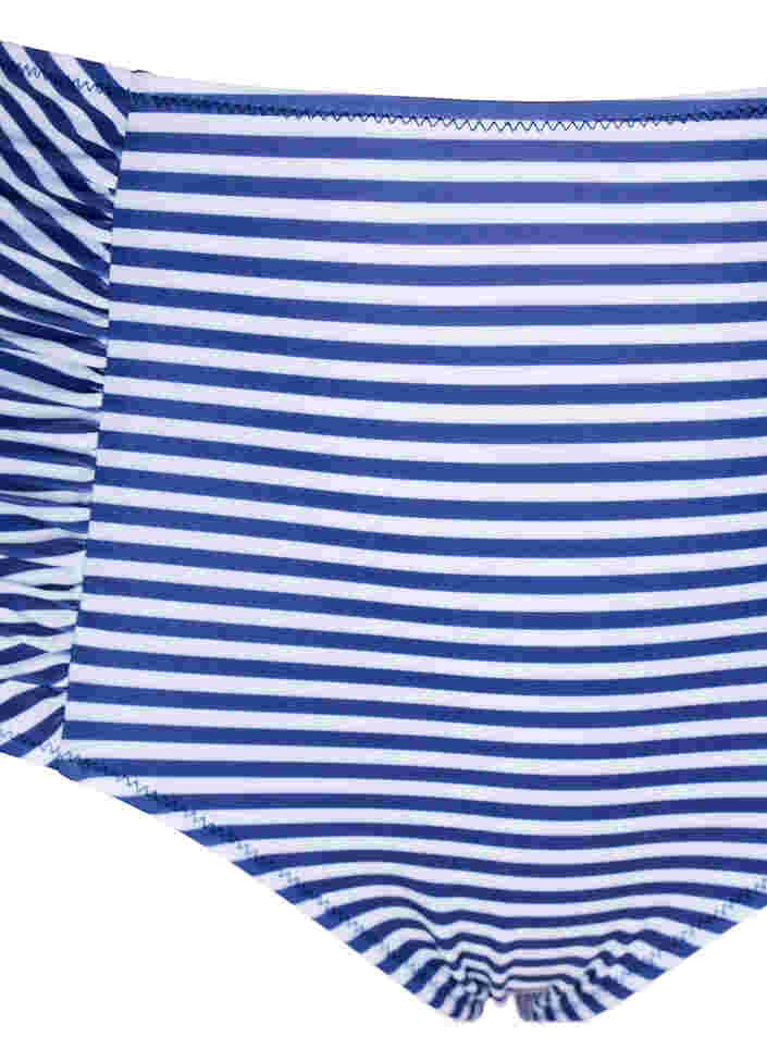 Gebloemd bikinibroekje met high waist, Blue Striped, Packshot image number 2