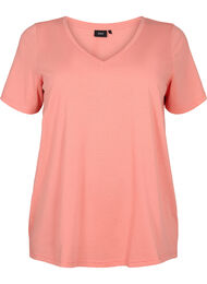 T-shirt met korte mouwen en v-hals, Bright Coral