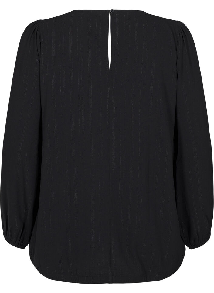 Blouse met zilveren glitter, Zwart, Packshot image number 1
