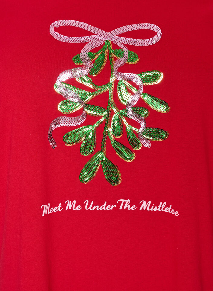 Kerst T-shirt van biologisch katoen, Rood, Packshot image number 2