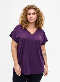 Los trainings-T-shirt met v-hals, Purple Pennant, Model