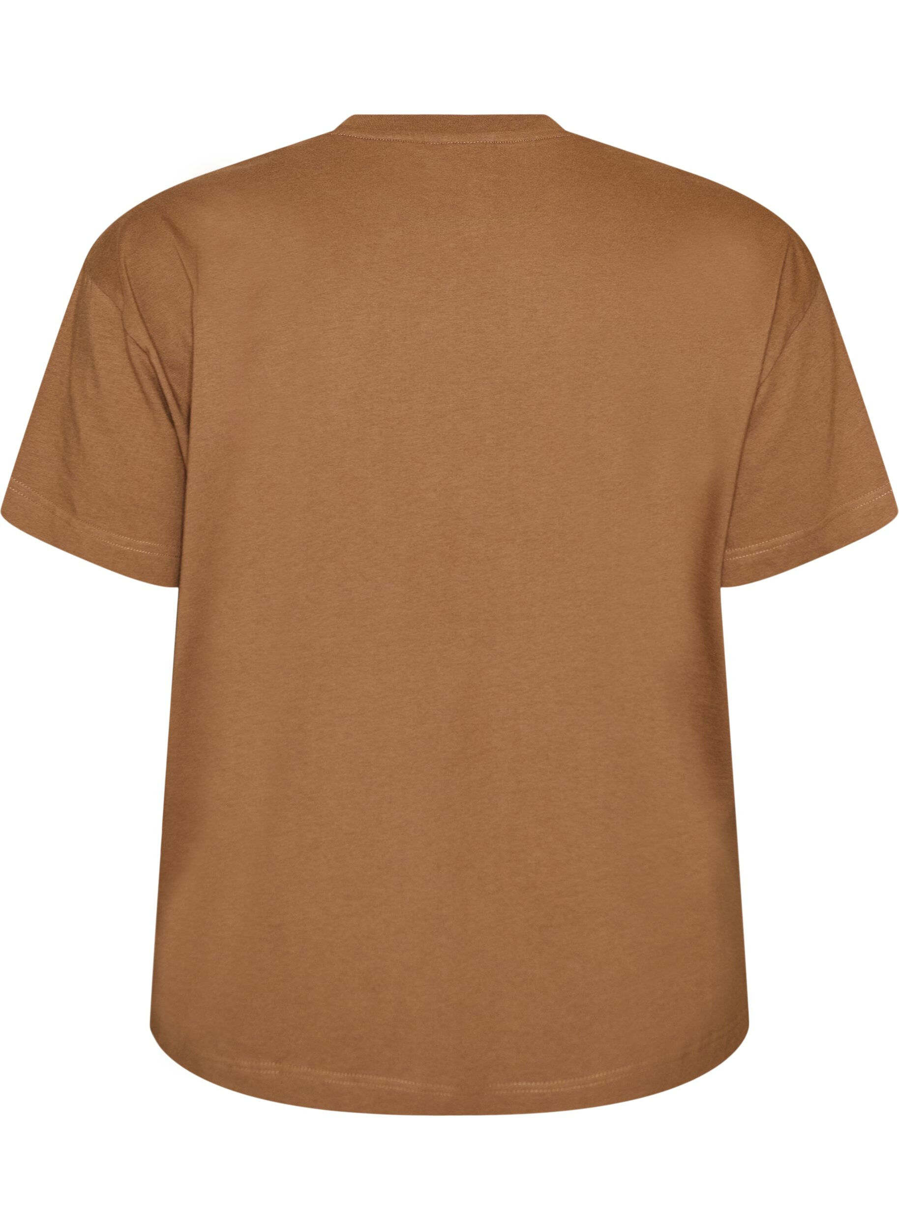 Zizzi100% katoenen T-shirt met korte mouwen en print, Bruin, Packshot image number 1