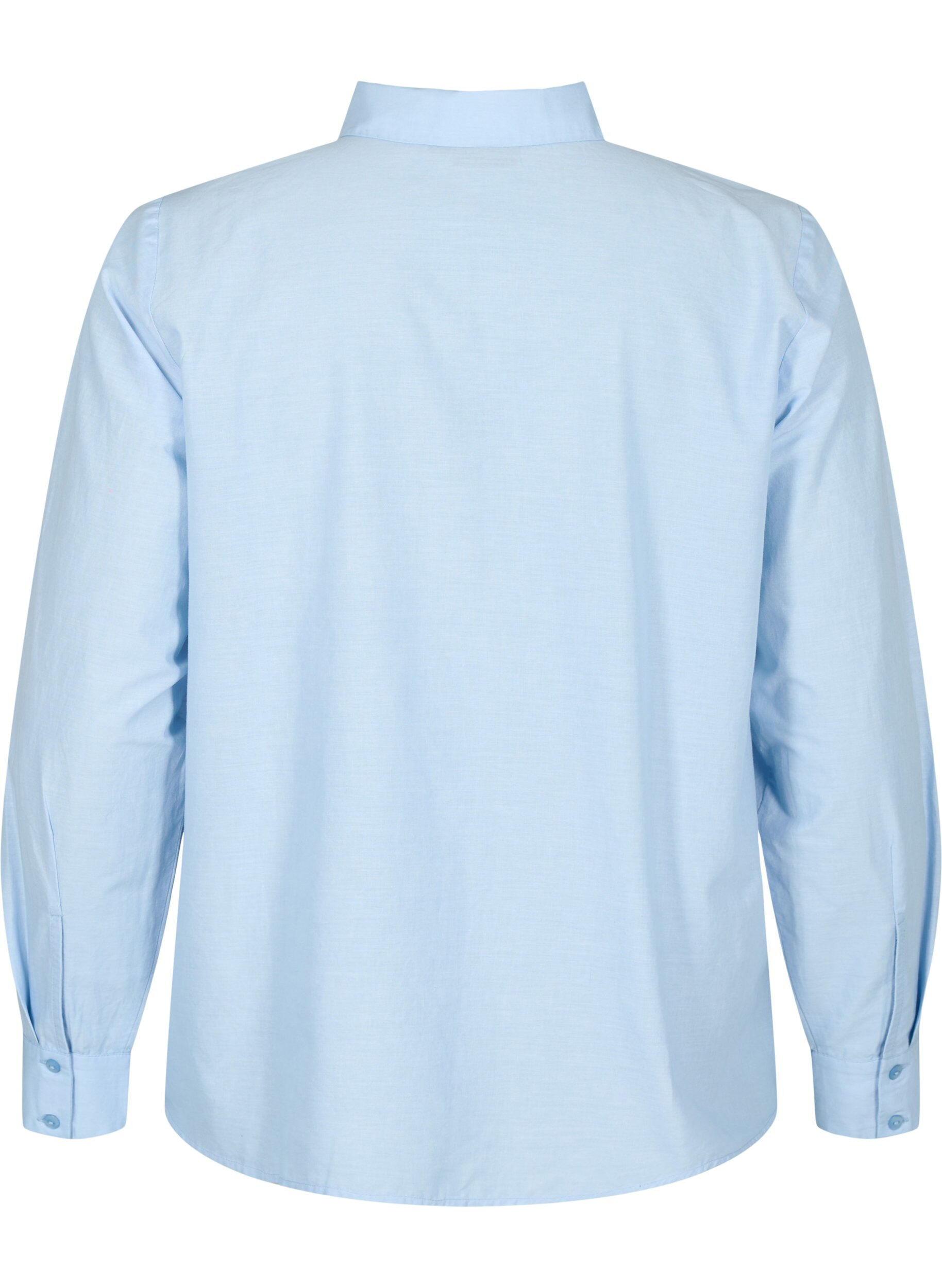 Zizzi Katoenen overhemd met broderie anglaise, Chambray Blue, Packshot image number 1